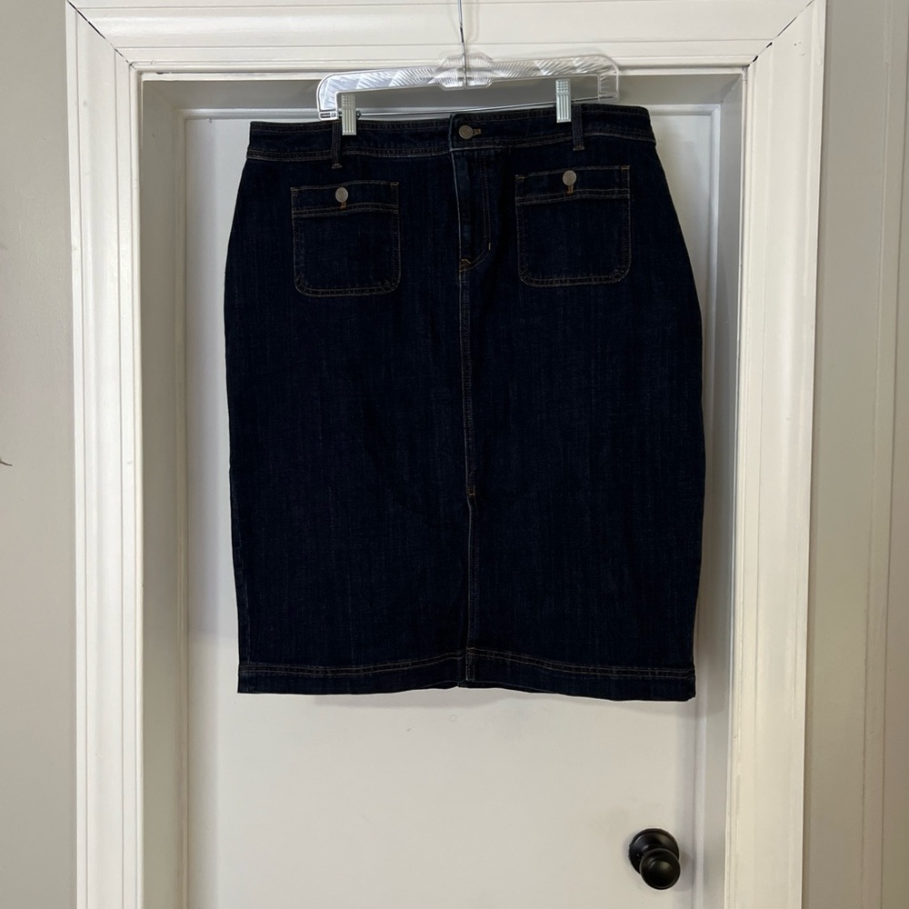 Talbots Plus Petite NEW Dark Wash Denim Pencil Skirt 16WP Office Casual Business
